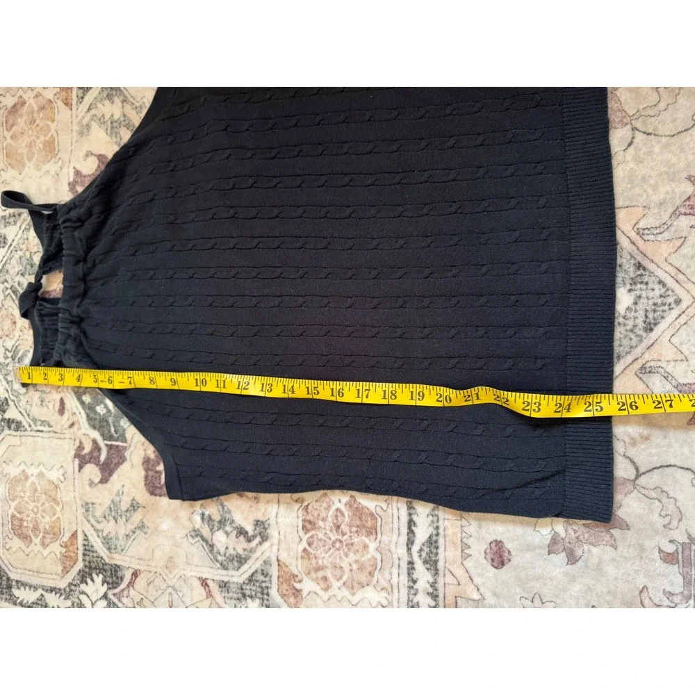 Y2K Old‎ Navy Womens Black Cable Knit Halter Sweater Tank Sleeveless Large VTG